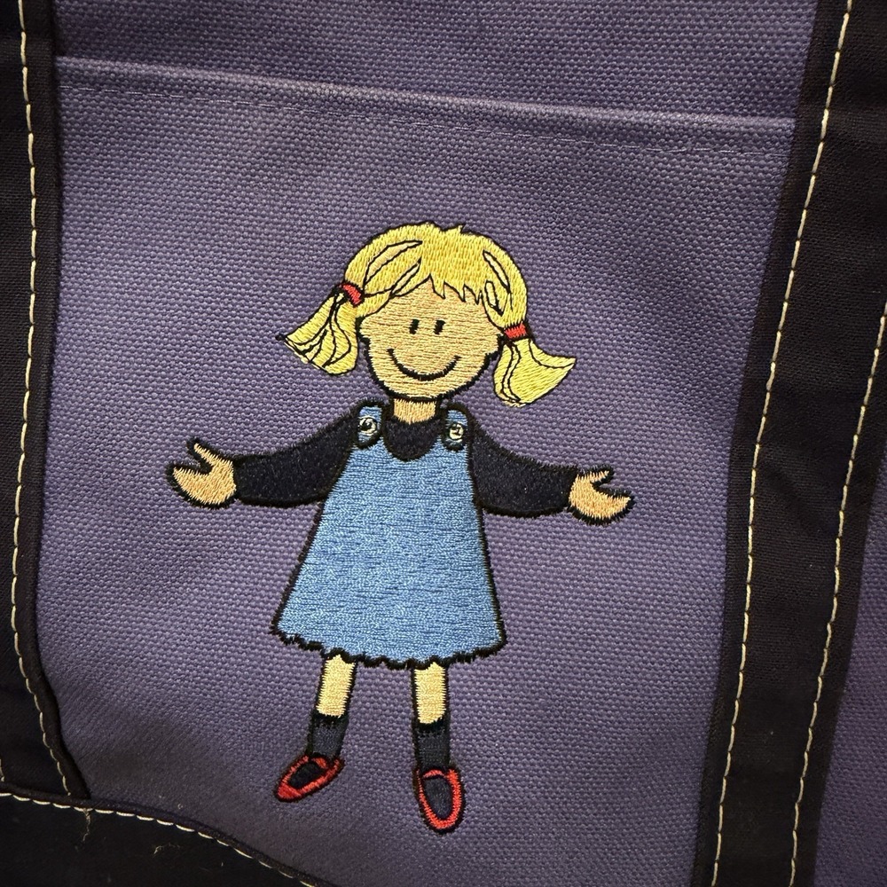 Vintage LL Bean Boat And Tote Purple Canvas SAM Embroidered School Travel 17x12 - Picture 4 of 13